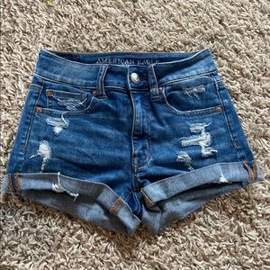 American Eagle High Rise Shortie Jean Shorts